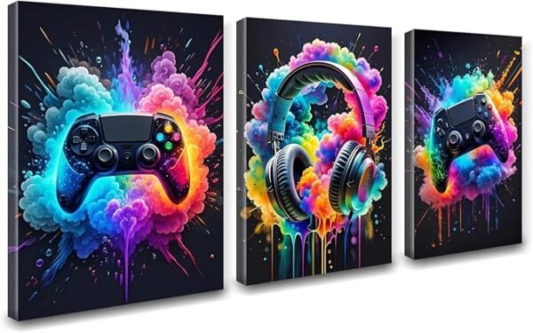 3-Piece Gaming Wall Art Set – Gamepad & Headset Prints