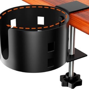 Clamp-On Metal Desk Cup Holder – No-Drill, Anti-Spill Design