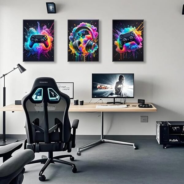 3-Piece Gaming Wall Art Set – Gamepad & Headset Prints - Image 2