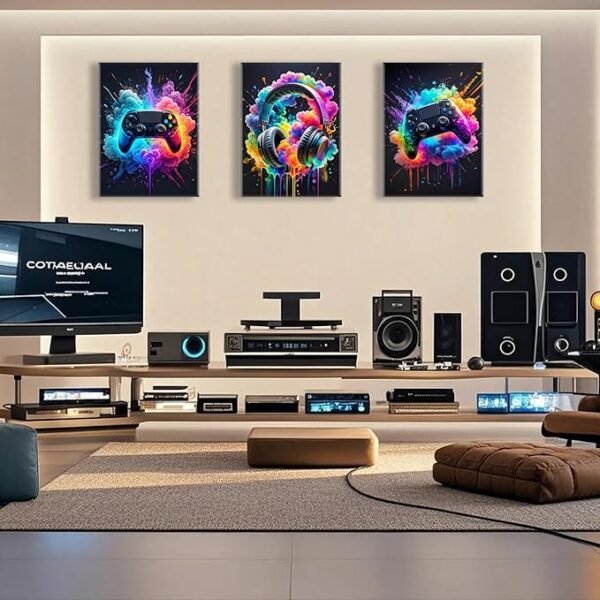 3-Piece Gaming Wall Art Set – Gamepad & Headset Prints - Image 3