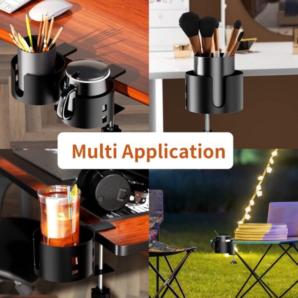 Clamp-On Metal Desk Cup Holder – No-Drill, Anti-Spill Design - Image 7