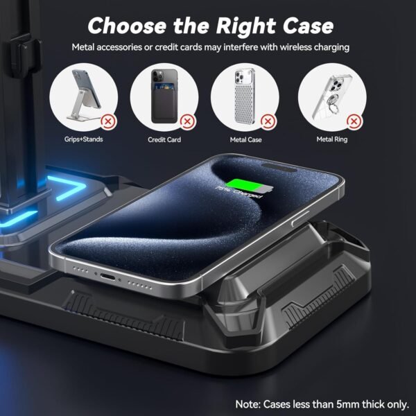 Gaming Headphone & Controller Stand with Wireless Charging Dock - Image 3