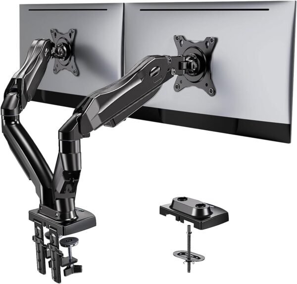 Dual Monitor Stand – Full Adjustable Desk Mount with Swivel & Tilt