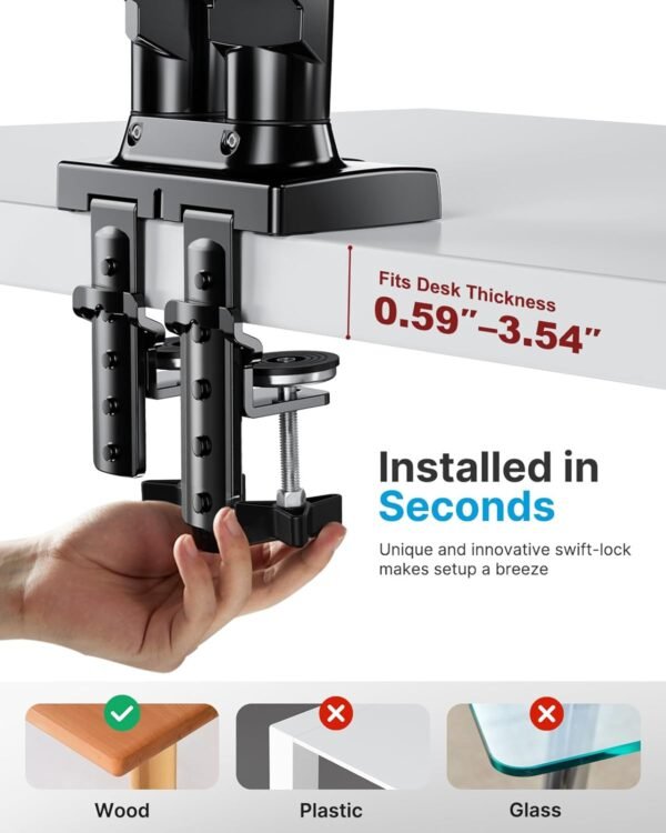 Dual Monitor Stand – Full Adjustable Desk Mount with Swivel & Tilt - Image 4