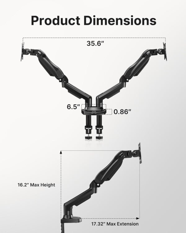 Dual Monitor Stand – Full Adjustable Desk Mount with Swivel & Tilt - Image 5