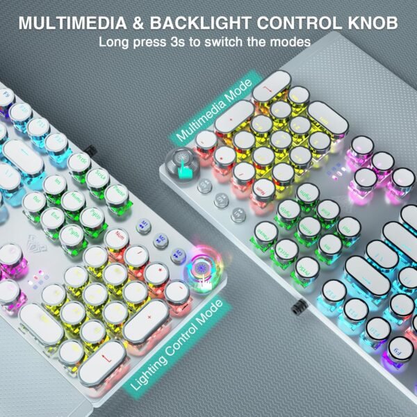 Retro Mechanical Gaming Keyboard – RGB Backlit with Wrist Rest - Image 5