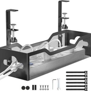 Under Desk Cable Management Tray – No Drill Clamp Mount