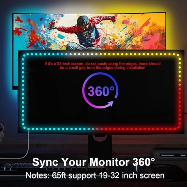 PC Monitor Backlight Strip – Sync LED Lights for Gaming - Image 5
