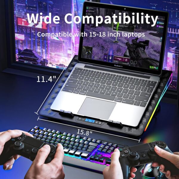 Laptop Cooling Pad with 15 Fans, RGB Lights & Adjustable Stands - Image 7